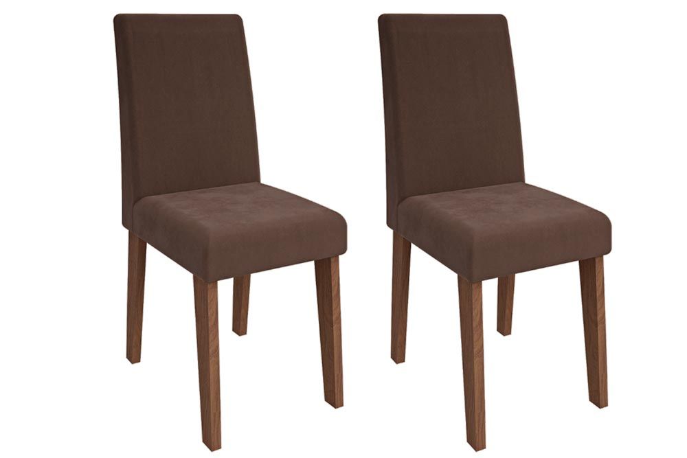Cadeira Jantar Milena Kit 2 Un CimolSavana-Nature/Suede Joli Chocolate