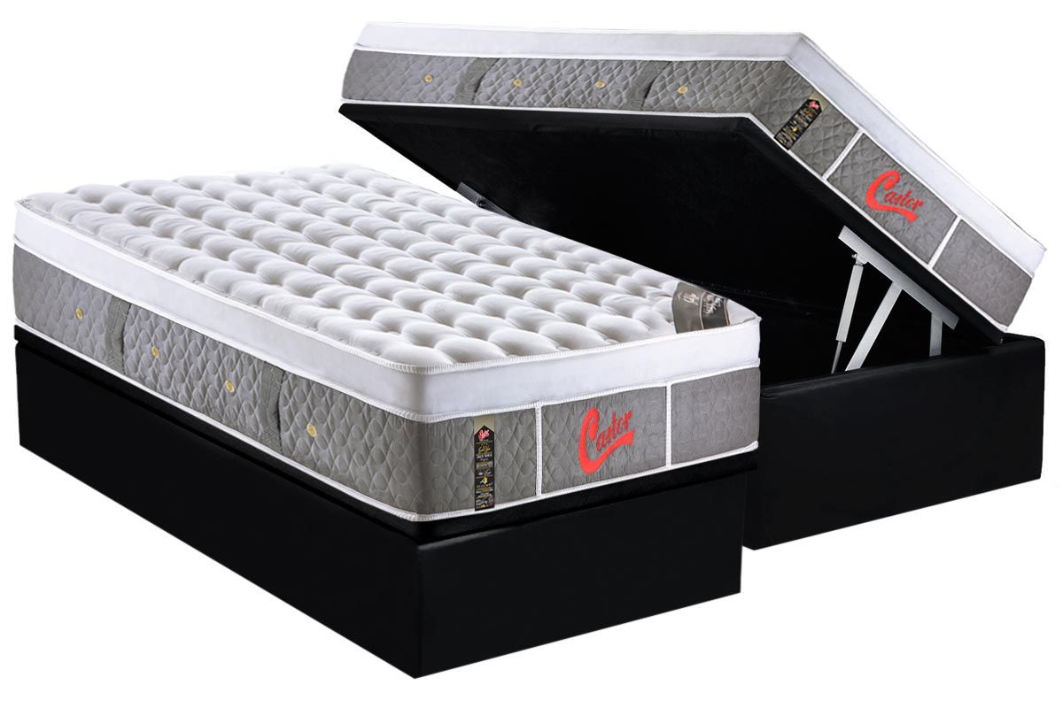 Cama Box Baú CRC +Colchão Molas LightPlush Castor