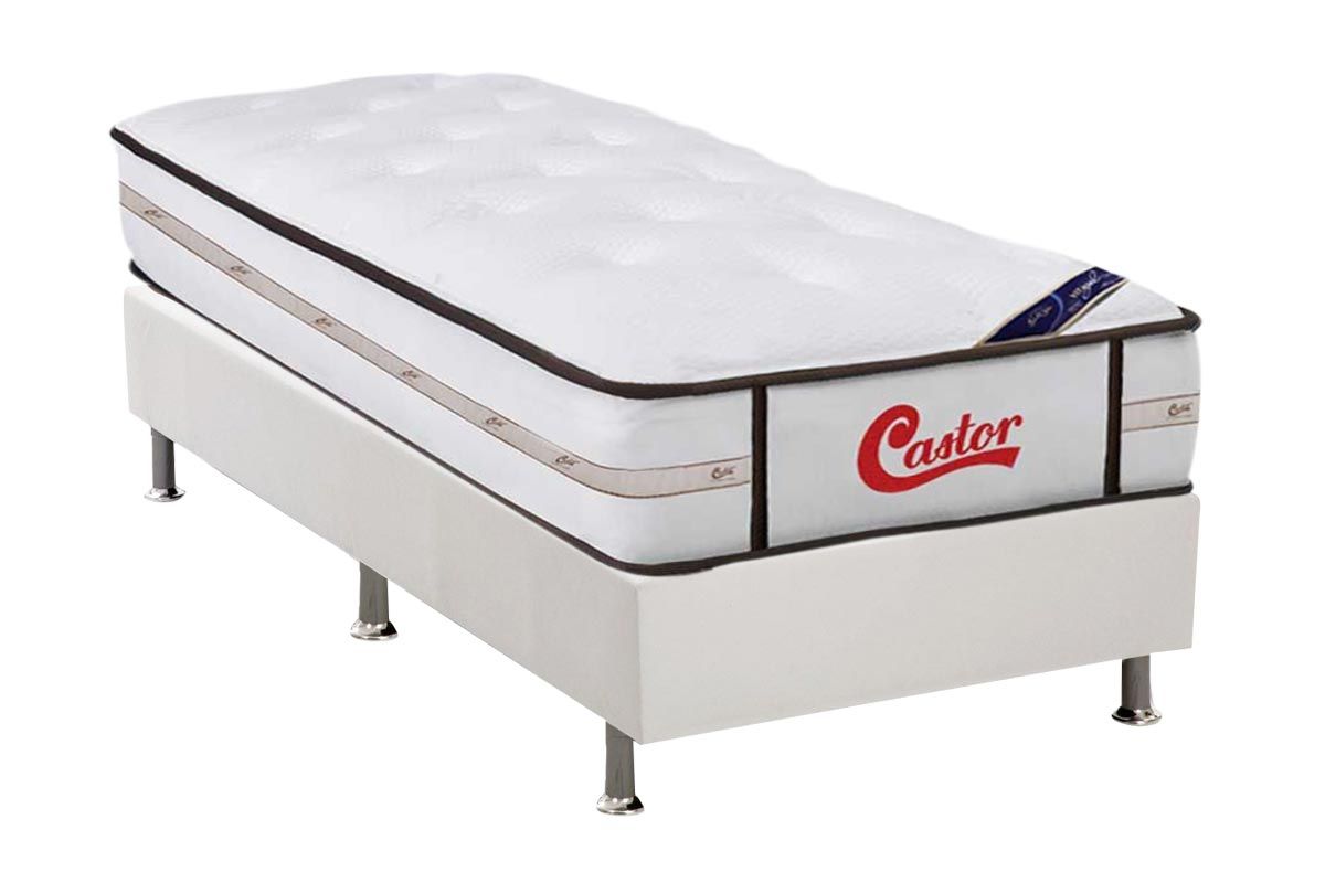 Cama Box CRC +Colchão Molas Vitagel Classic Castor