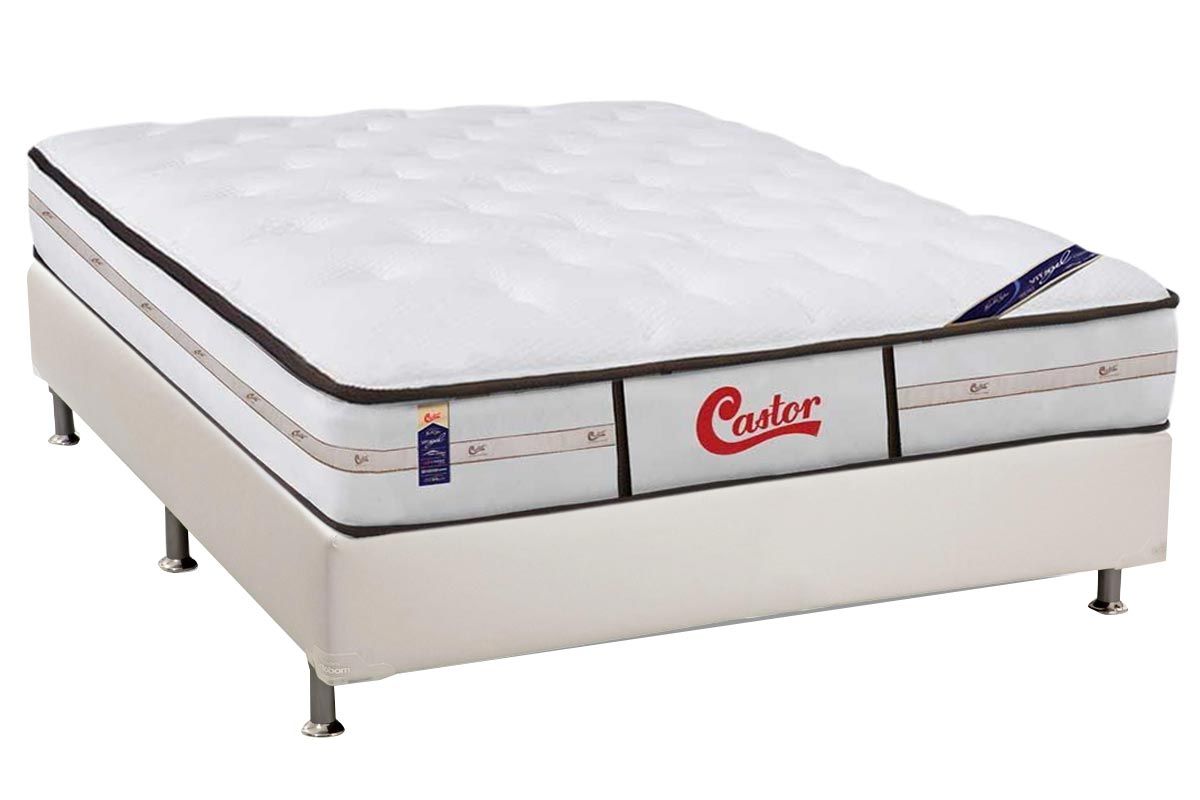 Cama Box CRC +Colchão Molas Vitagel Classic Castor