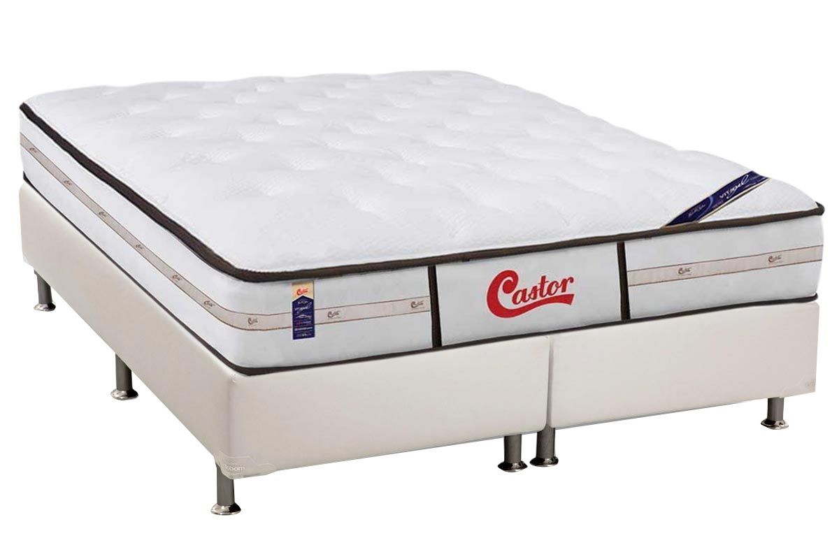 Cama Box CRC +Colchão Molas Vitagel Classic Castor
