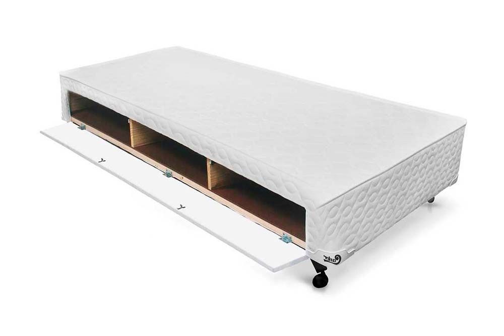 Cama Box Closet Castor Poli Tecido WhiteSolteiro - 78x188x27 Cama Box Closet Castor Poli Tecido WhiteSolteiro - 78x188x27