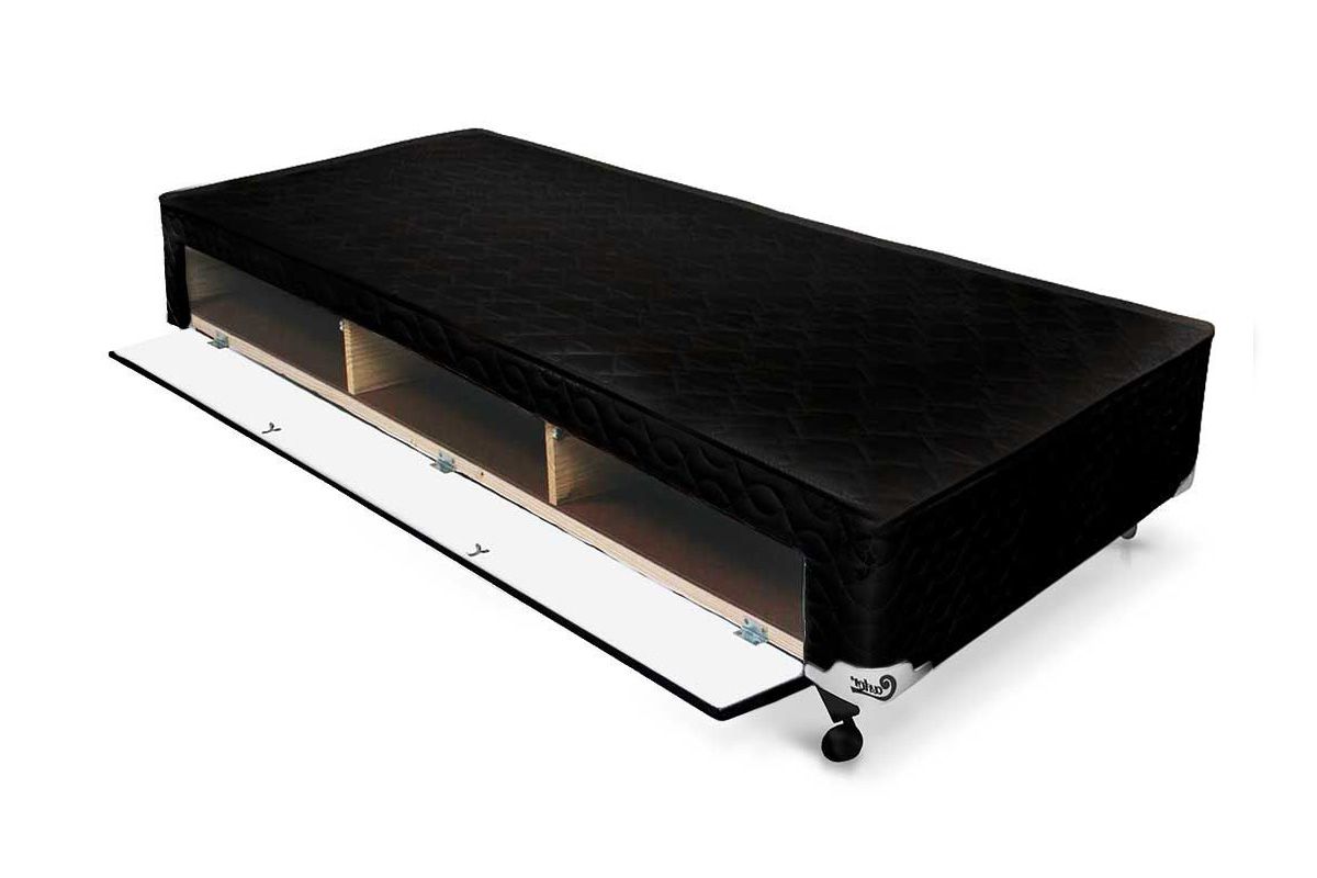 Cama Box Closet Castor Poli Tecido BlackSolteiro - 88x188x27