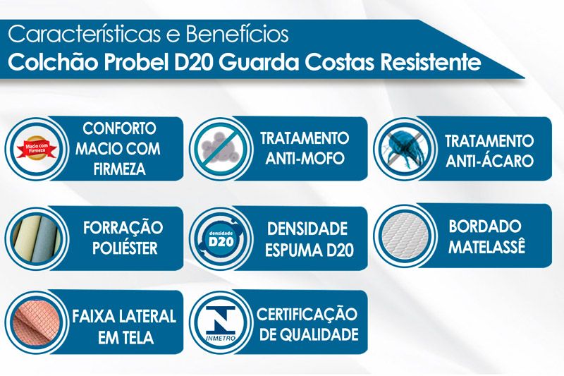 Colchão D20 Probel Guarda Costas Resistente Colchão D20 Probel Guarda Costas Resistente