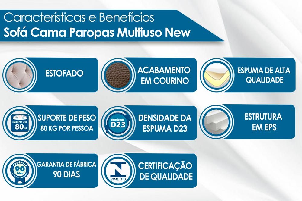 Sofá Cama Casal New Extra Paropas Sofá Cama Casal New Extra Paropas