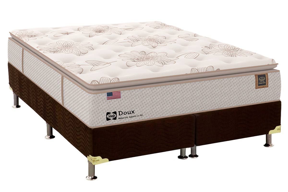 Cama Box CRC +Colchão Molas Doux Confort Sealy