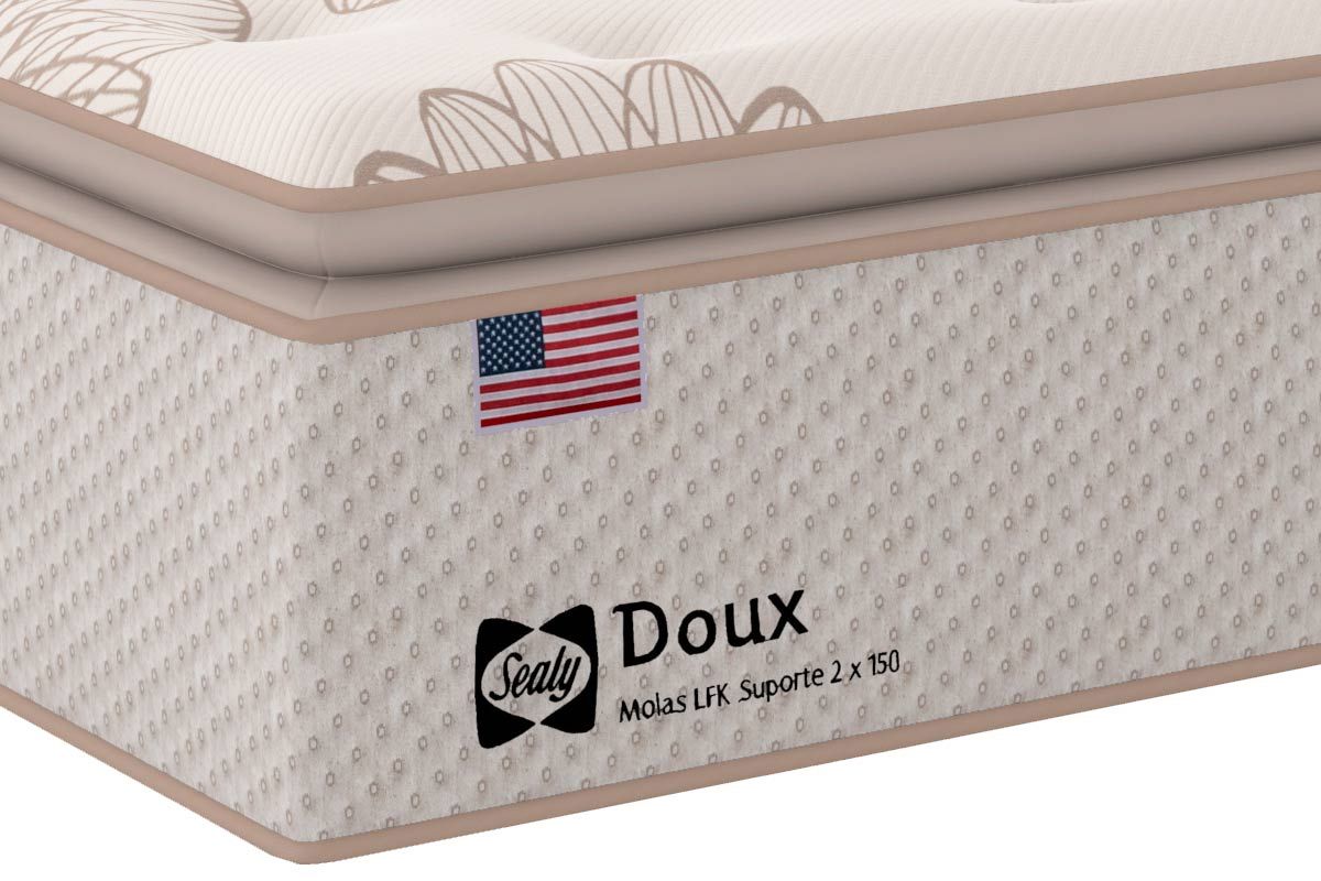 Cama Box CRC +Colchão Molas Doux Confort Sealy