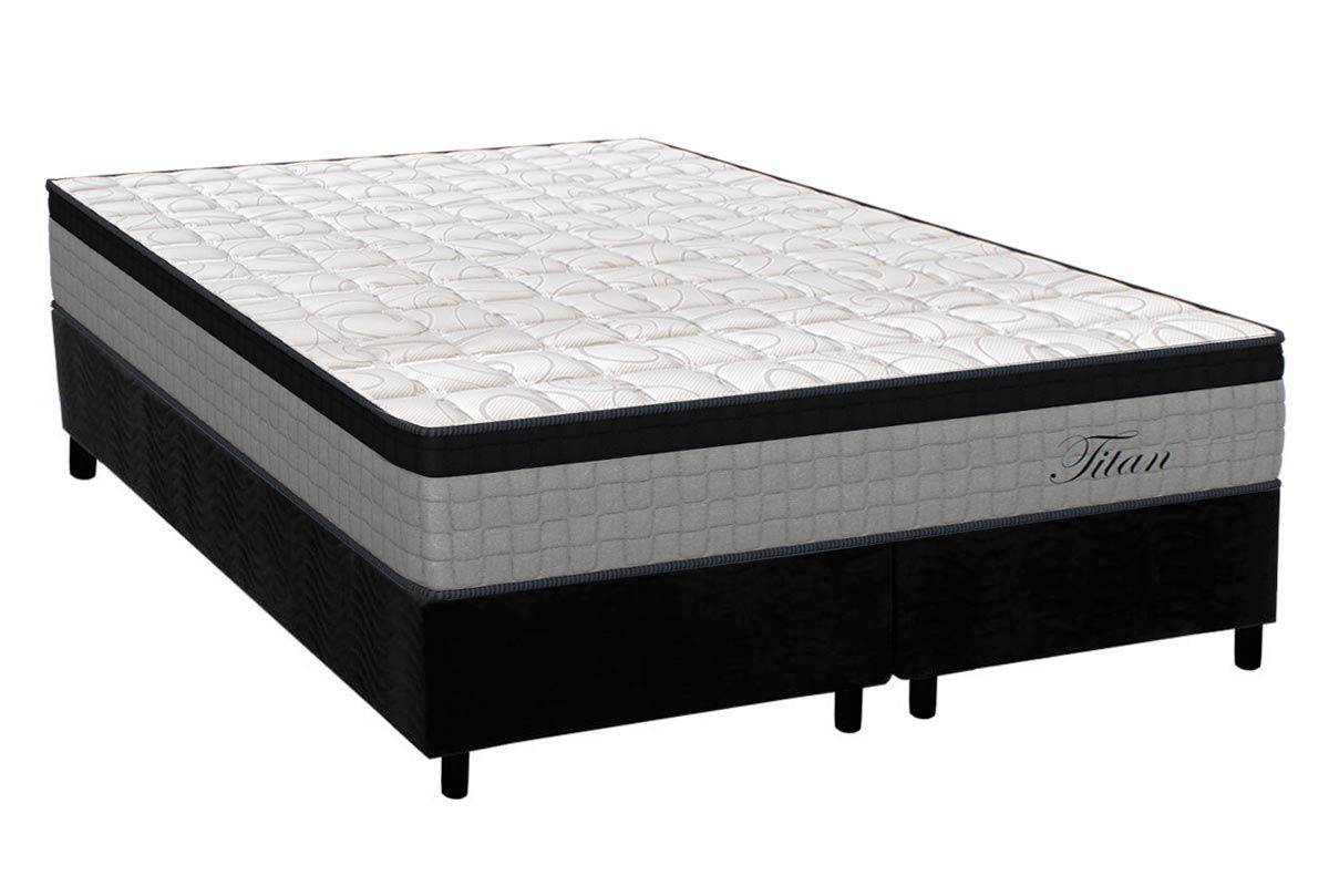 Cama Box CRC +Colchão Molas Titan Orthoflex