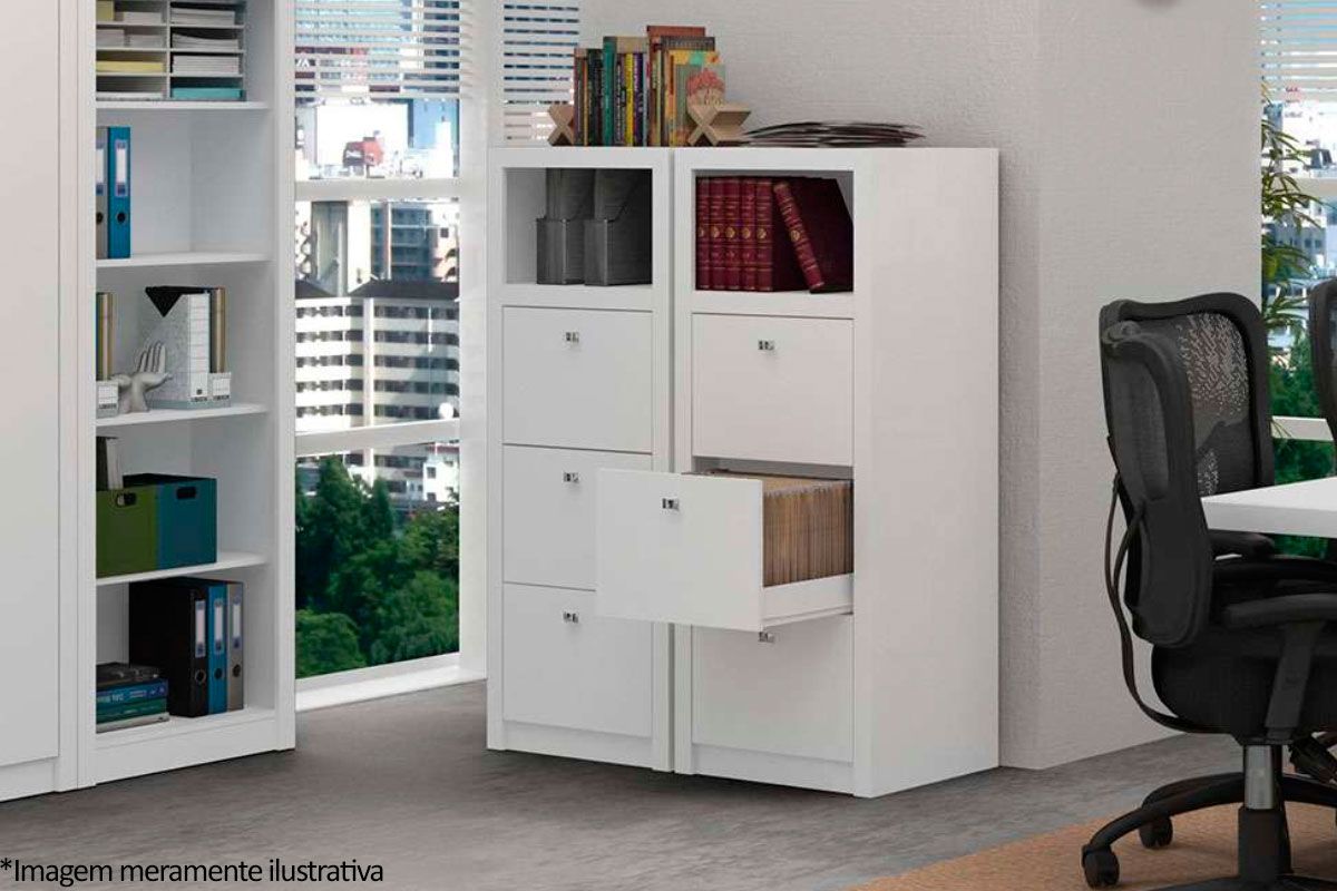 Arquivo de Escritório ME4118 c/3 Gavetas e 1 Nicho - Tecno Mobili Arquivo de Escritório ME4118 c/3 Gavetas e 1 Nicho - Tecno Mobili