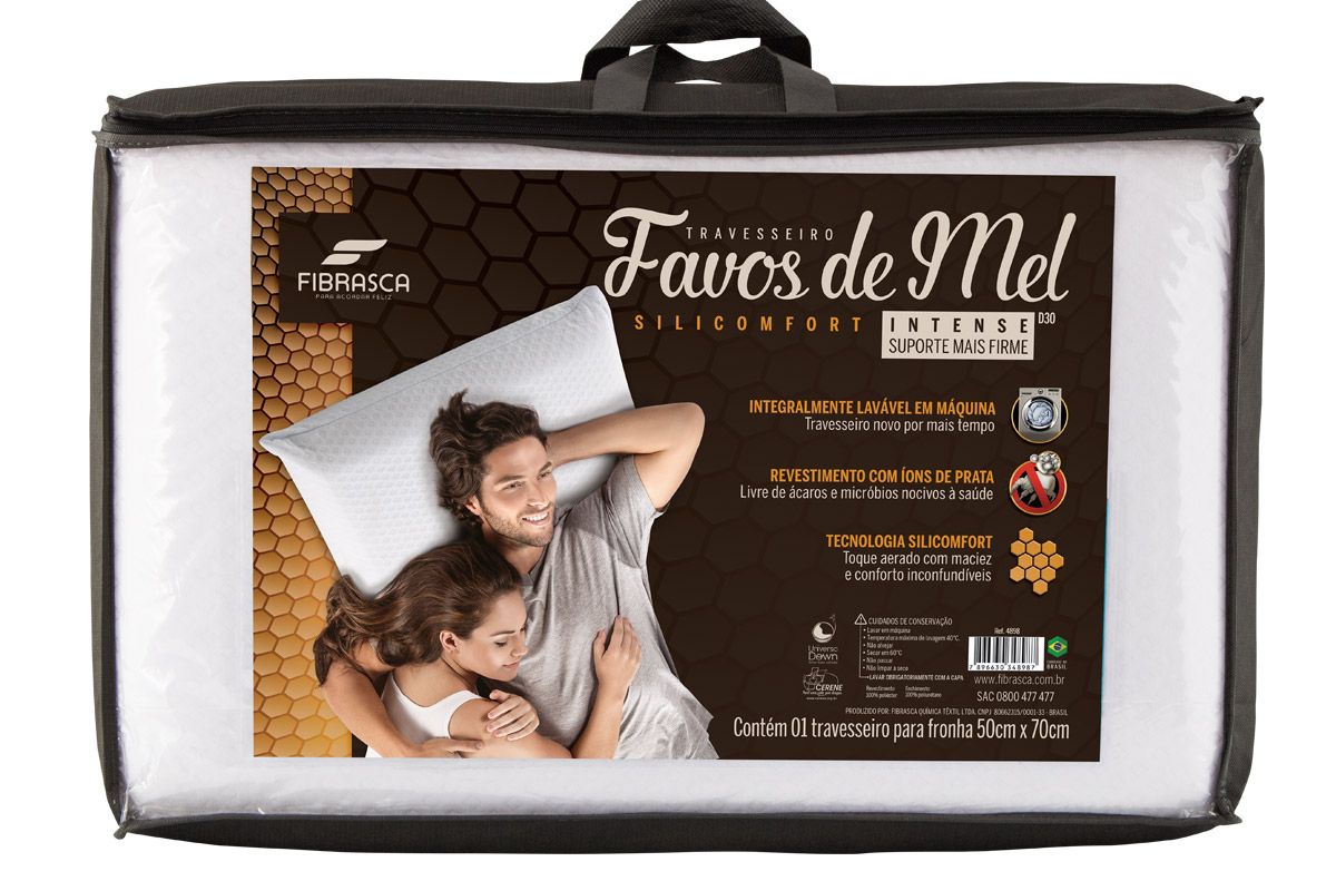 Travesseiro Fibras Pluma Favos de Mel Fibrasca Travesseiro Fibras Pluma Favos de Mel Fibrasca