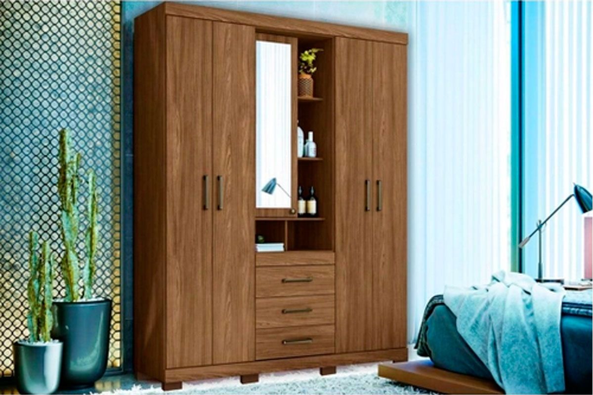 Guarda Roupa Solteiro 5 Portas e 3 Gavetas Havana Star 5.3 S. AndiráJatobá Guarda Roupa Solteiro 5 Portas e 3 Gavetas Havana Star 5.3 S. AndiráJatobá
