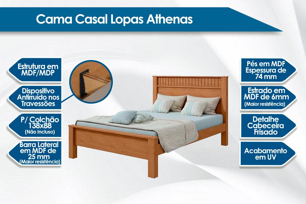 Cama de Casal Athenas - Lopas Cama de Casal Athenas - Lopas