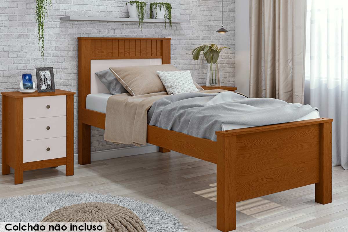 Cama Solteiro Athenas LopasFrassino/Off White Cama Solteiro Athenas LopasFrassino/Off White