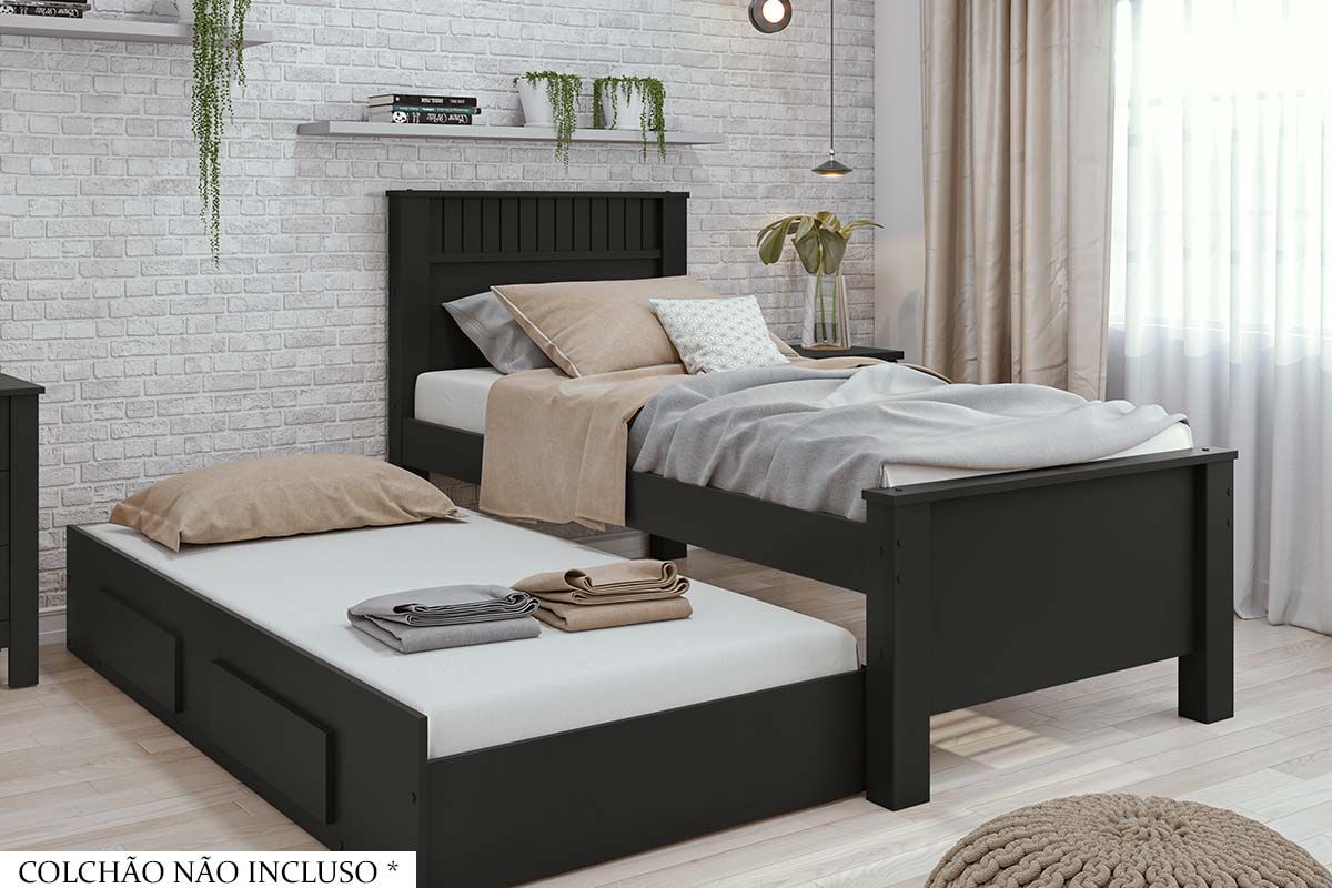 Cama Solteiro Athenas c/2 Gavetas e Auxiliar Lopas Cama Solteiro Athenas c/2 Gavetas e Auxiliar Lopas
