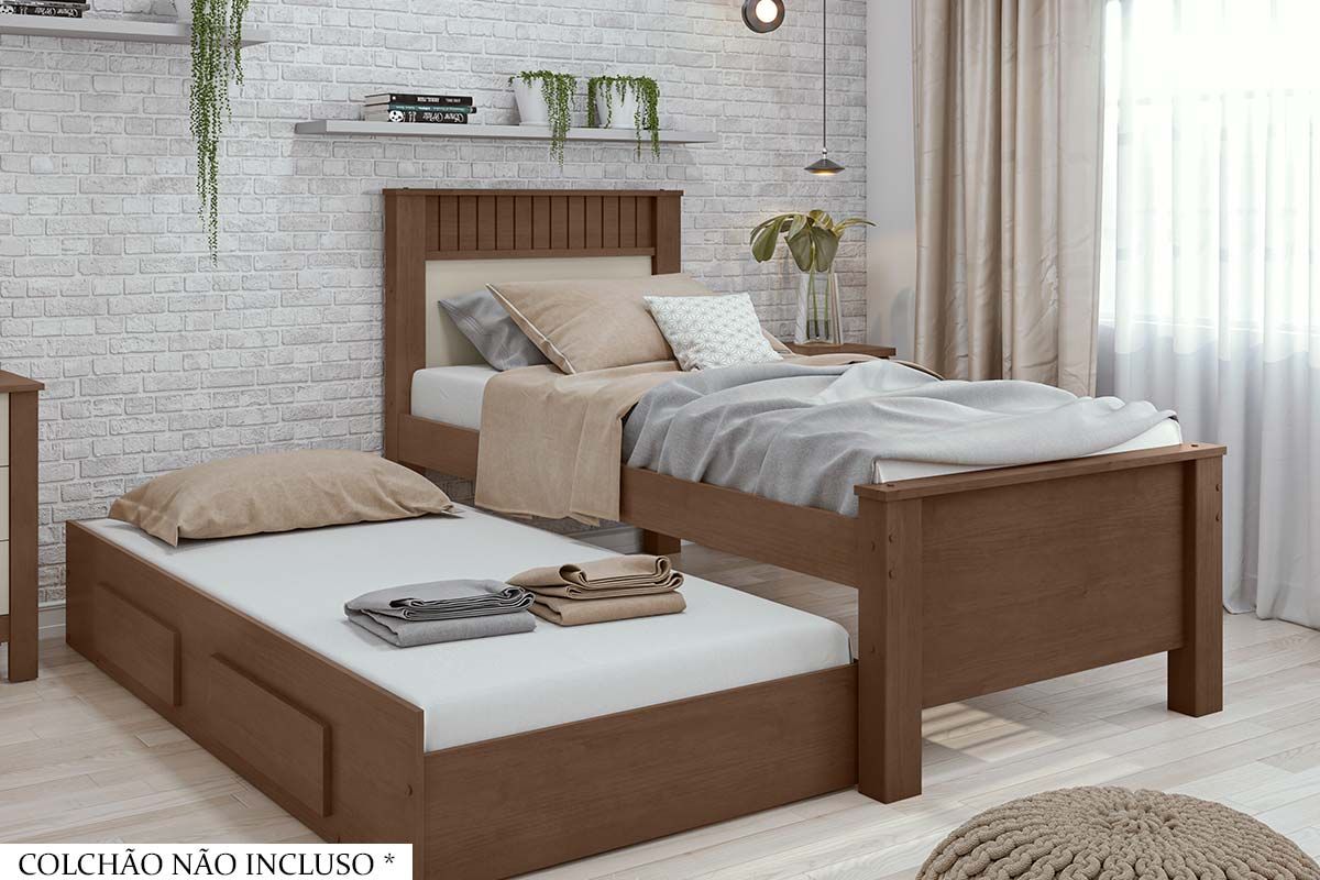 Cama Solteiro Athenas c/2 Gavetas e Auxiliar Lopas Cama Solteiro Athenas c/2 Gavetas e Auxiliar Lopas
