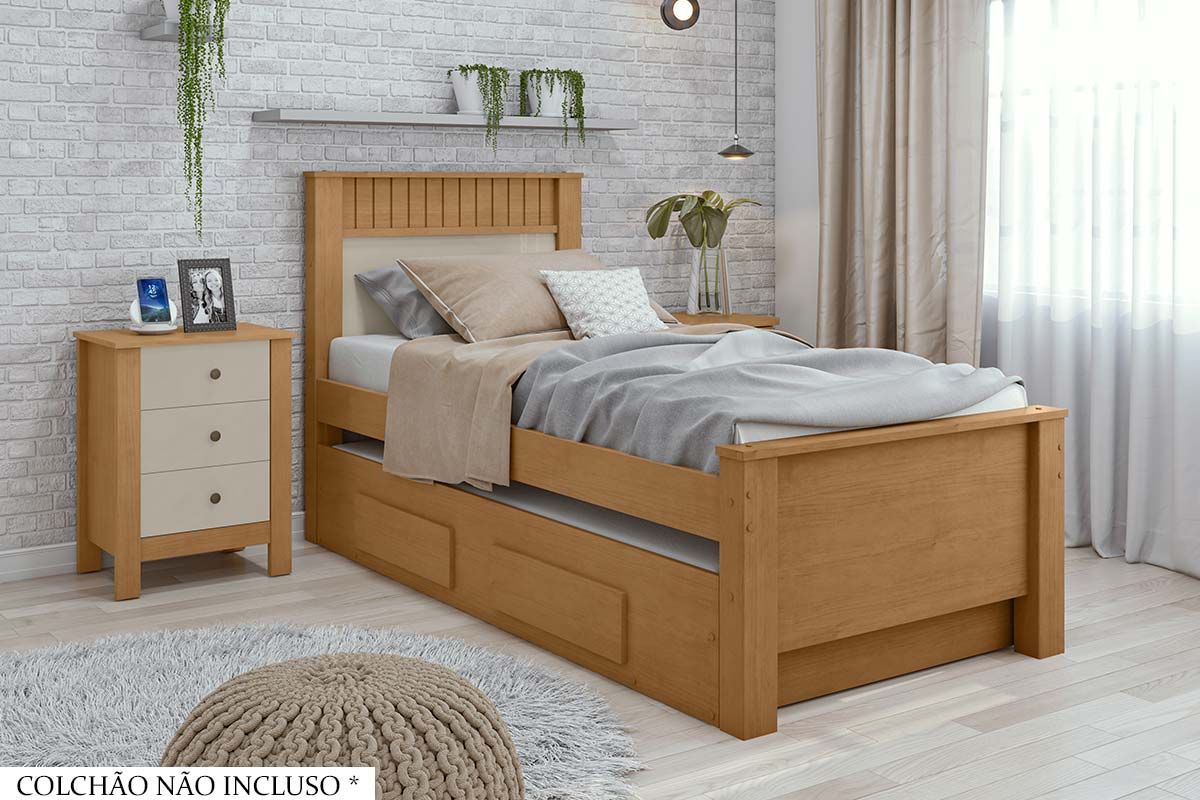Cama Solteiro Athenas c/2 Gavetas e Auxiliar Lopas Cama Solteiro Athenas c/2 Gavetas e Auxiliar Lopas