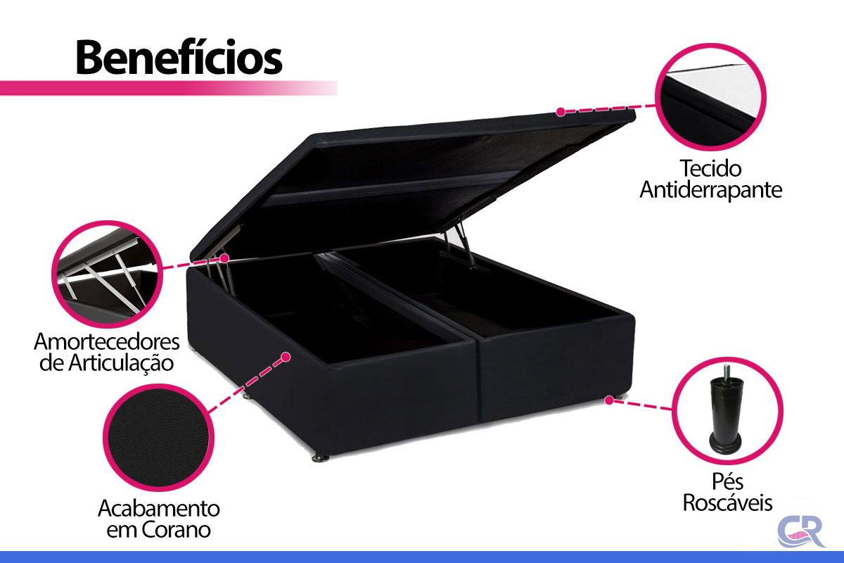 Cama Box Baú Ortobom Light Physical Corano Black