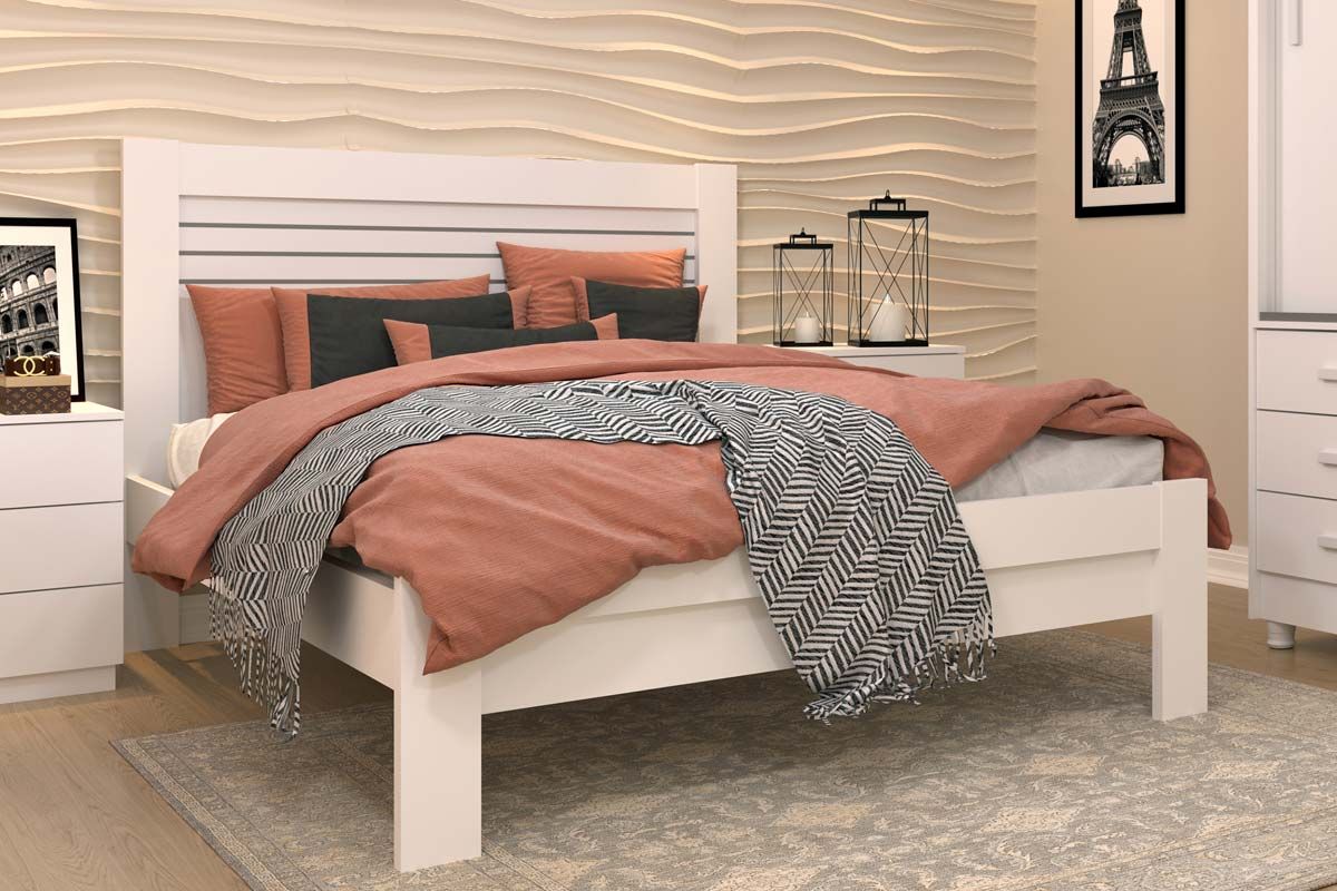 Cama de Casal Safira TcilBranco/Neve