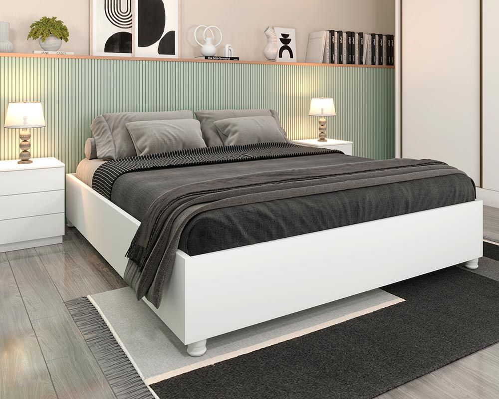 Cama de Casal Mônaco TcilBranco/Neve Cama de Casal Mônaco TcilBranco/Neve