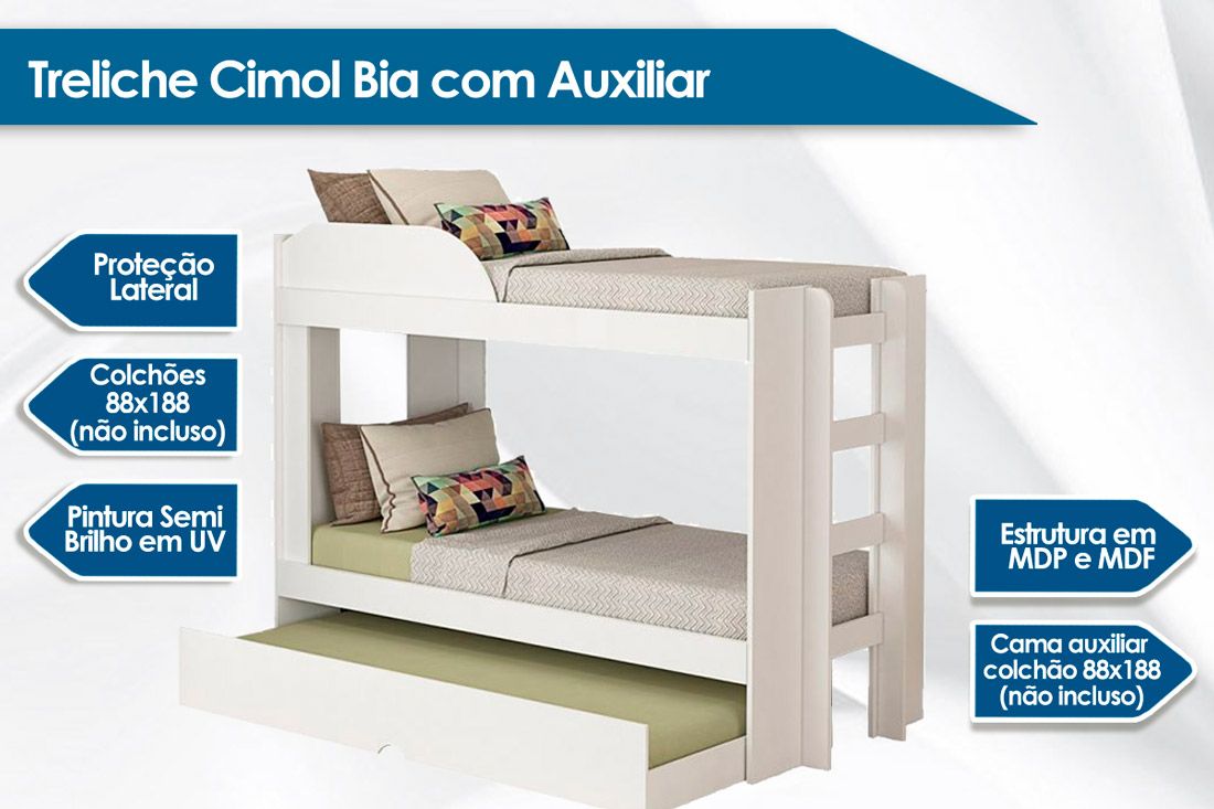 Treliche Cimol Bia com Auxiliar (2 Camas + Cama Auxiliar)