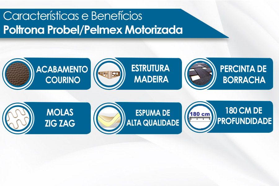 Poltrona Reclinável p/ Sala Motorizada Detroit Golden Zero Wall c/Lift Probel