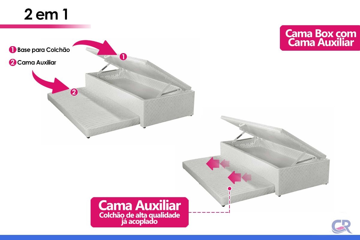 Cama Box Baú c/Auxiliar Herval MH1444 White