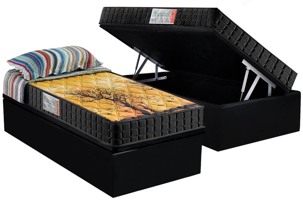 Cama Box Baú CRC +Colchão Ortopédico Pantanal Anjos