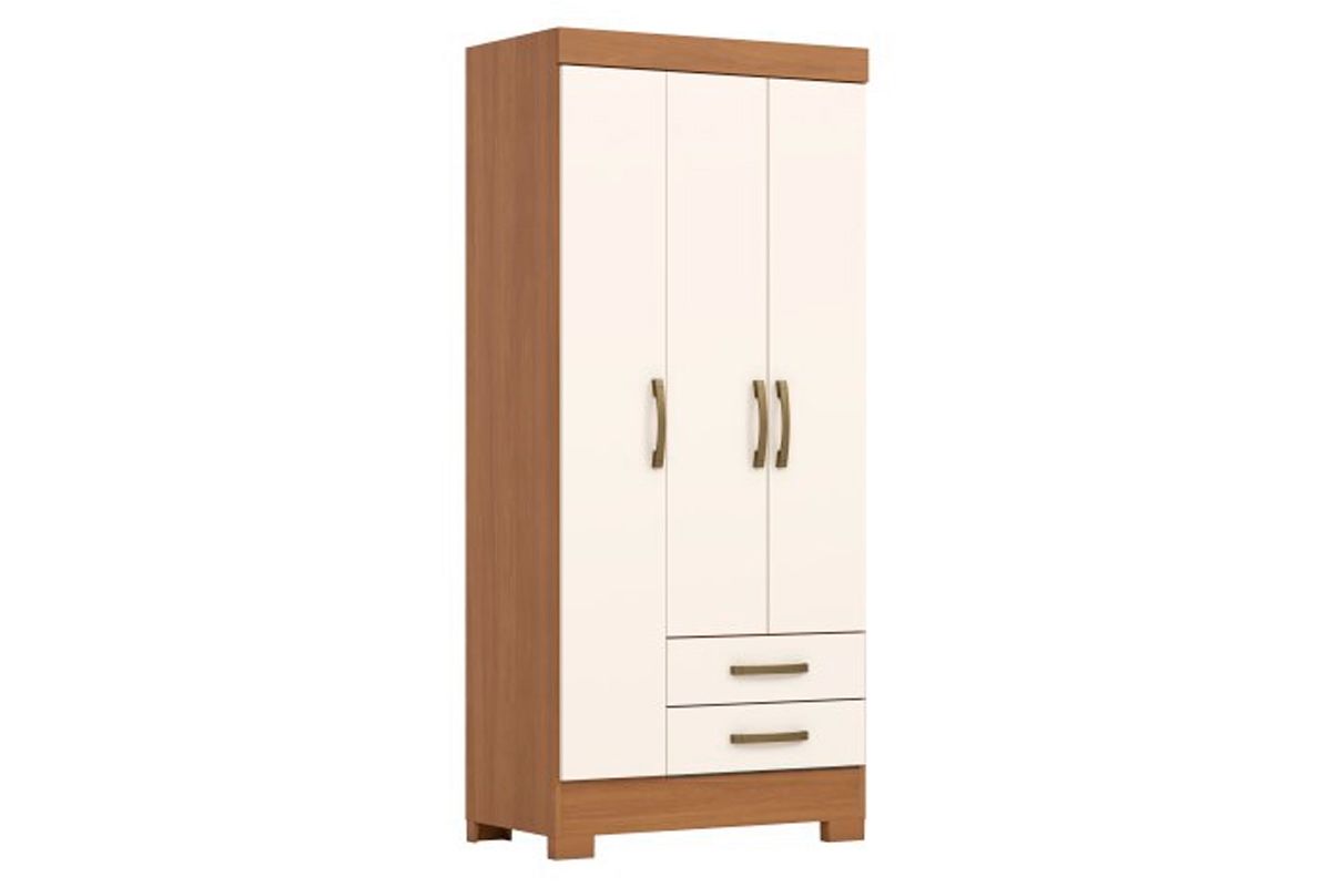Guarda Roupa Solteiro 3 Portas e 2 Gavetas c/Pés Briz BE16 Henn