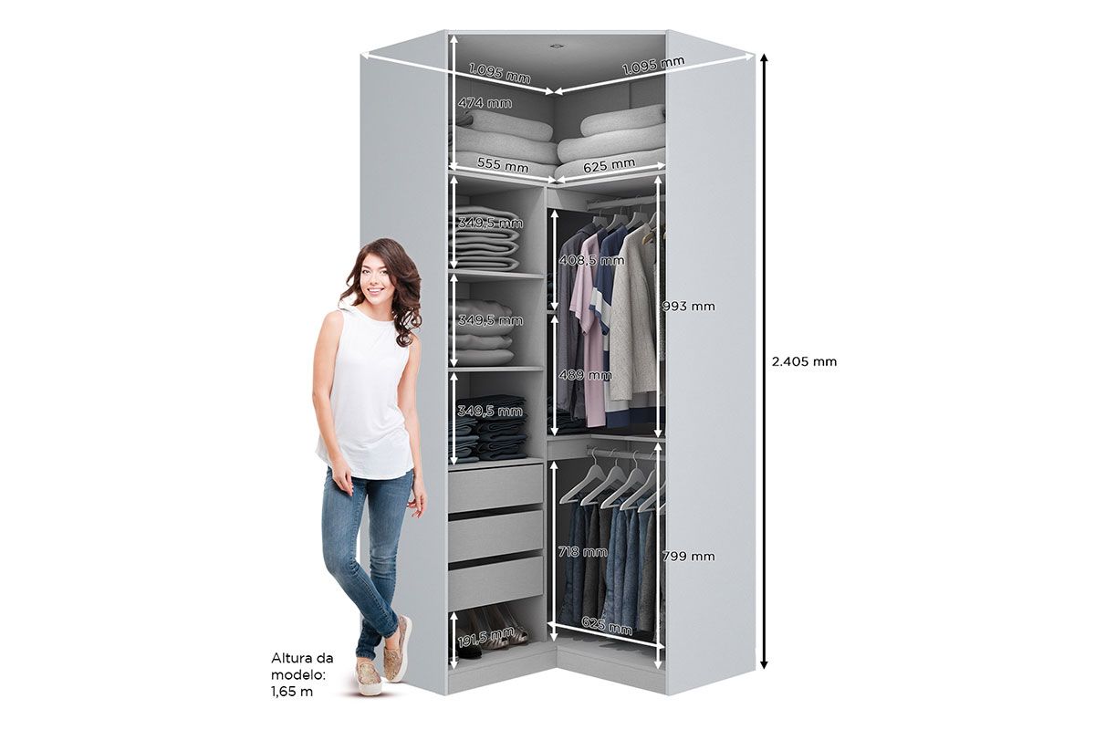 Guarda Roupa / Roupeiro Closet de Canto Henn Exclusive 2 Portas
