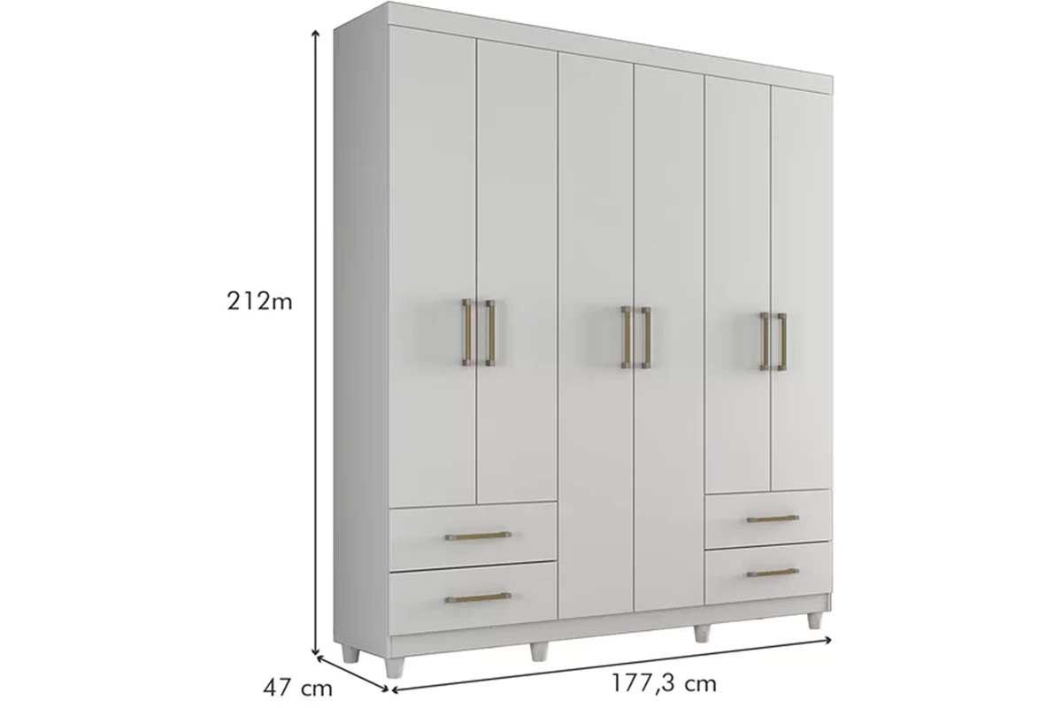 Guarda Roupa Solteiro 6 Portas e 4 Gavetas c/Pés Canadá Plus Conquista Guarda Roupa Solteiro 6 Portas e 4 Gavetas c/Pés Canadá Plus Conquista