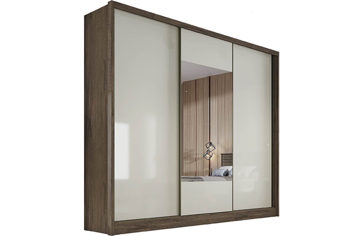 Guarda Roupa Casal 3 Portas Correr c/Espelho 4Gavs Arezzo/Medelim N. Horizonte
