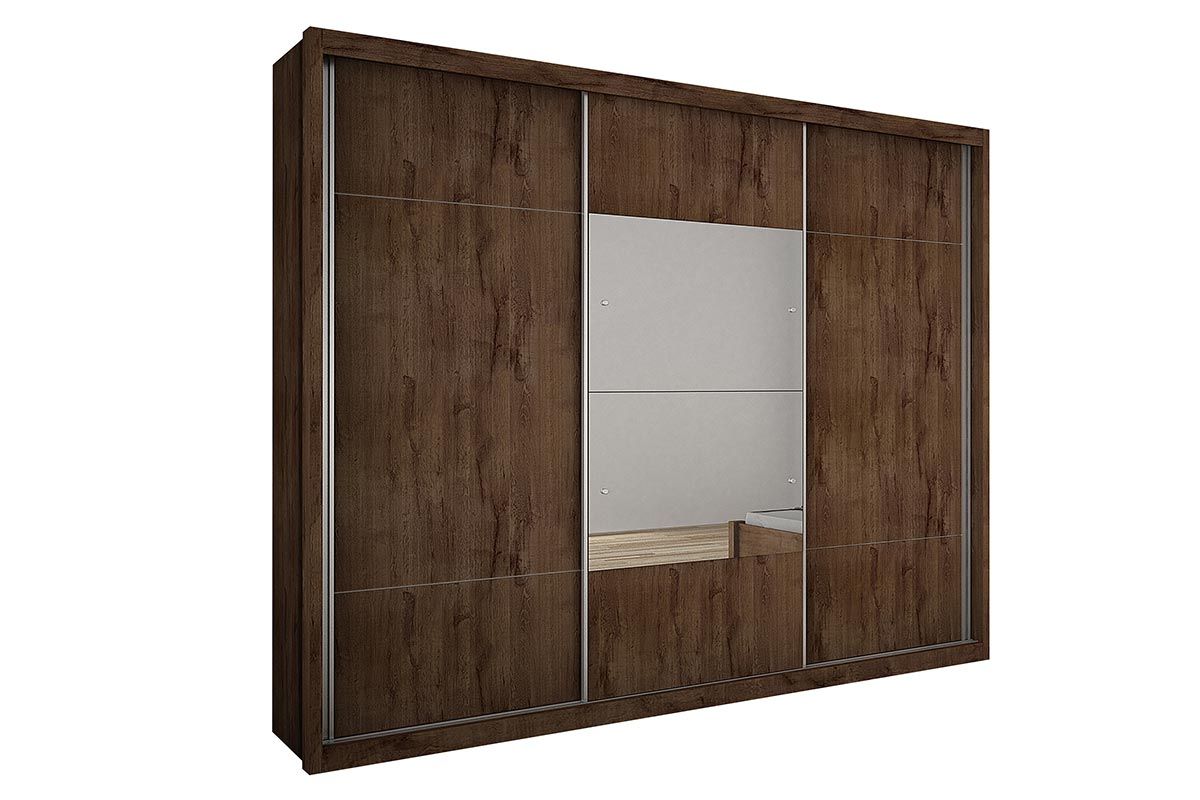 Guarda Roupa Casal 3 Portas Correr c/Espelho 4Gavs Arezzo/Medelim N. Horizonte
