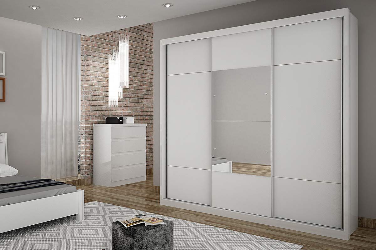 Guarda Roupa Casal 3 Portas Correr c/Espelho 4Gavs Arezzo/Medelim N. Horizonte Guarda Roupa Casal 3 Portas Correr c/Espelho 4Gavs Arezzo/Medelim N. Horizonte
