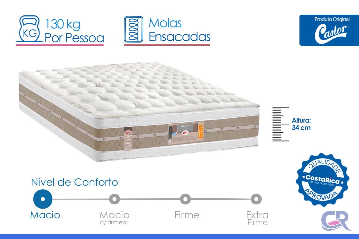 Colchão Molas Ensacadas Castor S Star DF Colchão Molas Ensacadas Castor S Star DF
