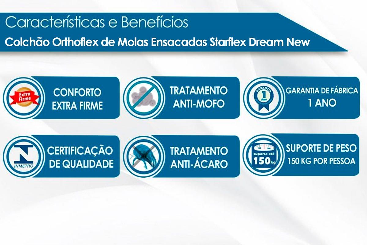 Colchão Molas Ensacadas Orthoflex Starflex New Colchão Molas Ensacadas Orthoflex Starflex New