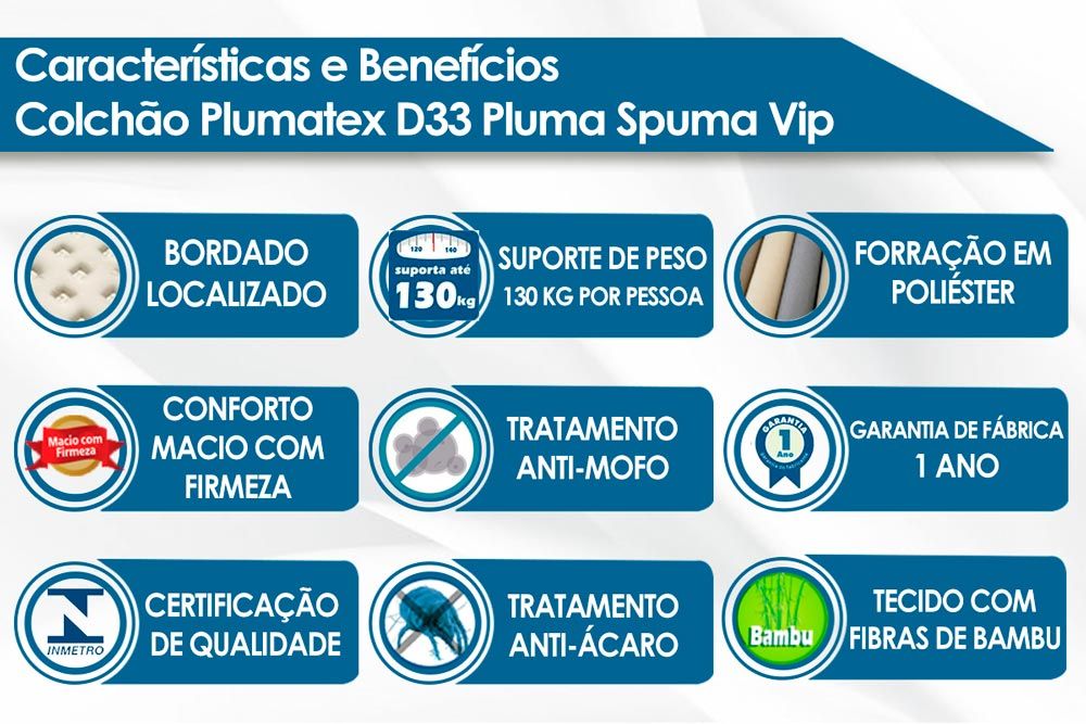 Colchão D33 Plumatex Pluma Spuma Vip Colchão D33 Plumatex Pluma Spuma Vip