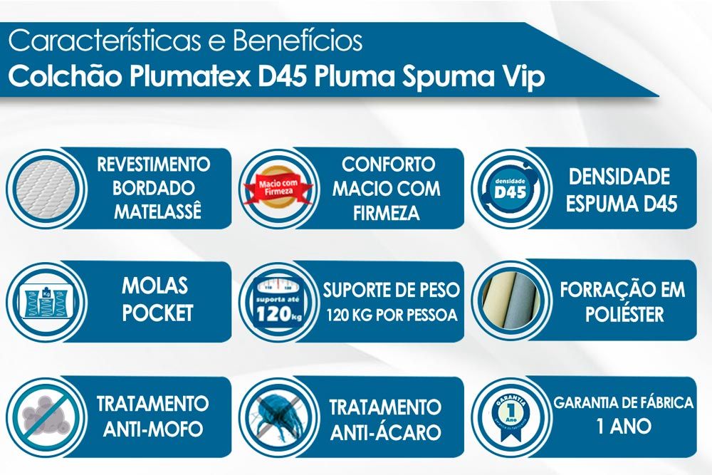 Colchão D45 Plumatex Pluma Spuma Vip