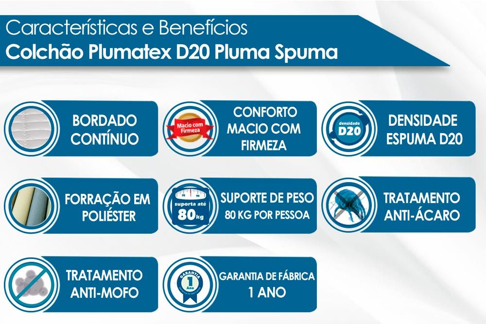 Colchão D20 Plumatex Pluma Spuma Colchão D20 Plumatex Pluma Spuma