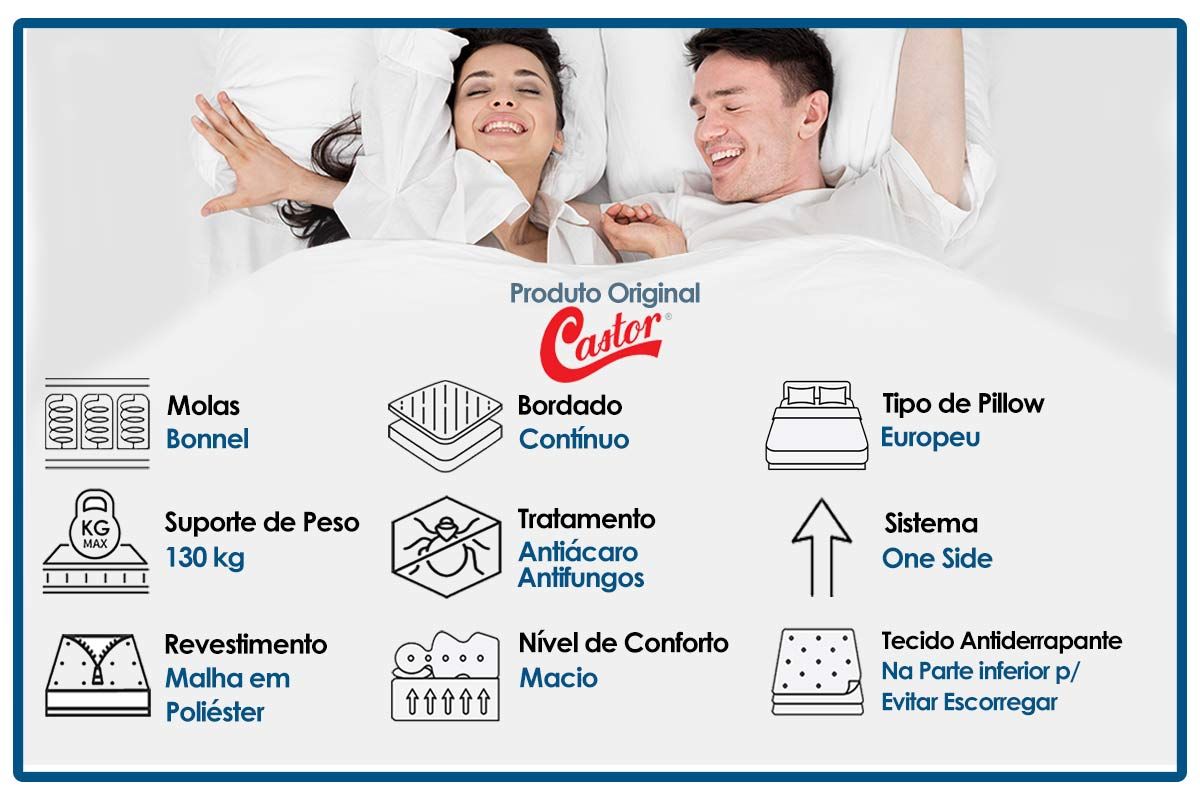 Cama Box CRC +Colchão Molas Silver Star Castor