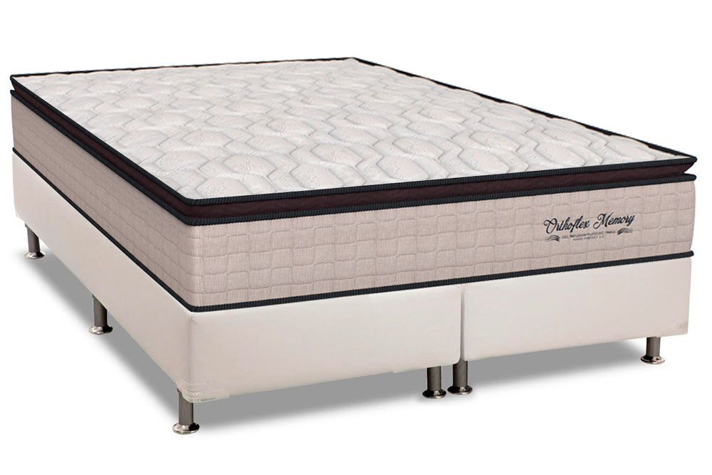 Cama Box: Colchão Molas Ensacadas Orthoflex MasterPocket Memory HP + Base CRC Courano White