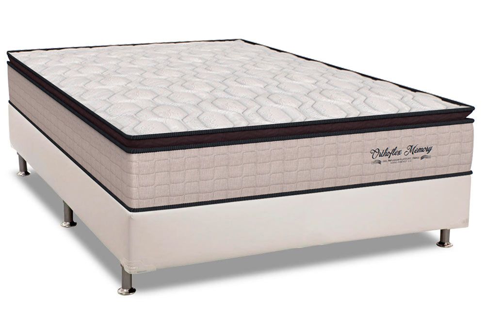 Cama Box: Colchão Molas Ensacadas Orthoflex MasterPocket Memory HP + Base CRC Courano White