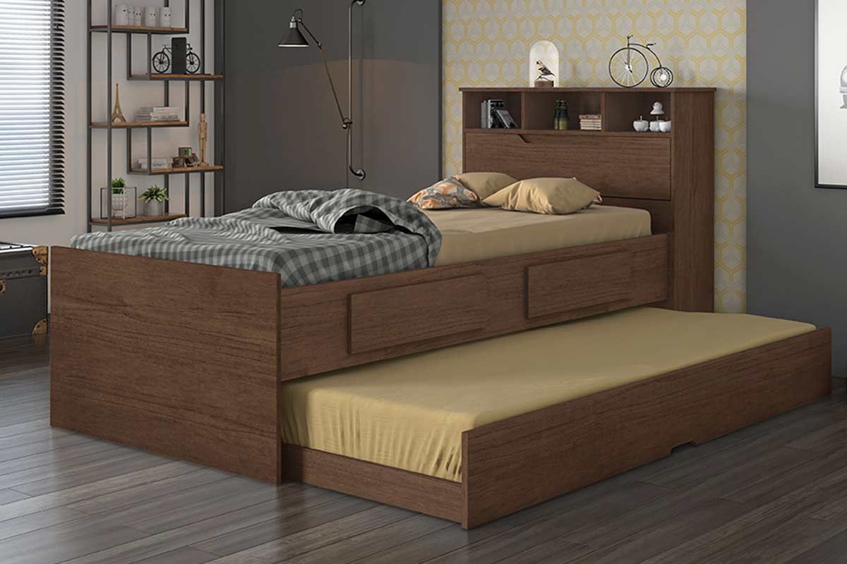 Cama Solteiro Ravena c/2 Gavs e Auxiliar Conquista