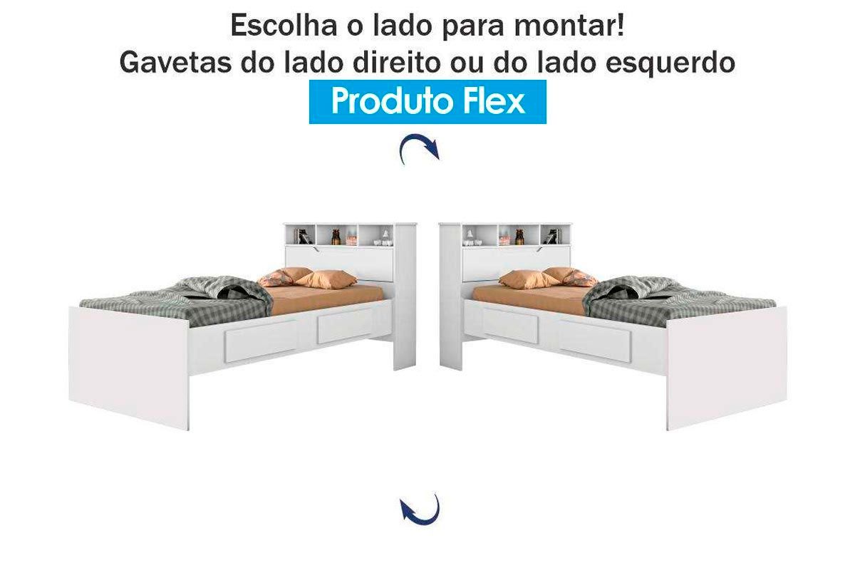 Cama Solteiro Ravena c/2 Gavs e Auxiliar Conquista