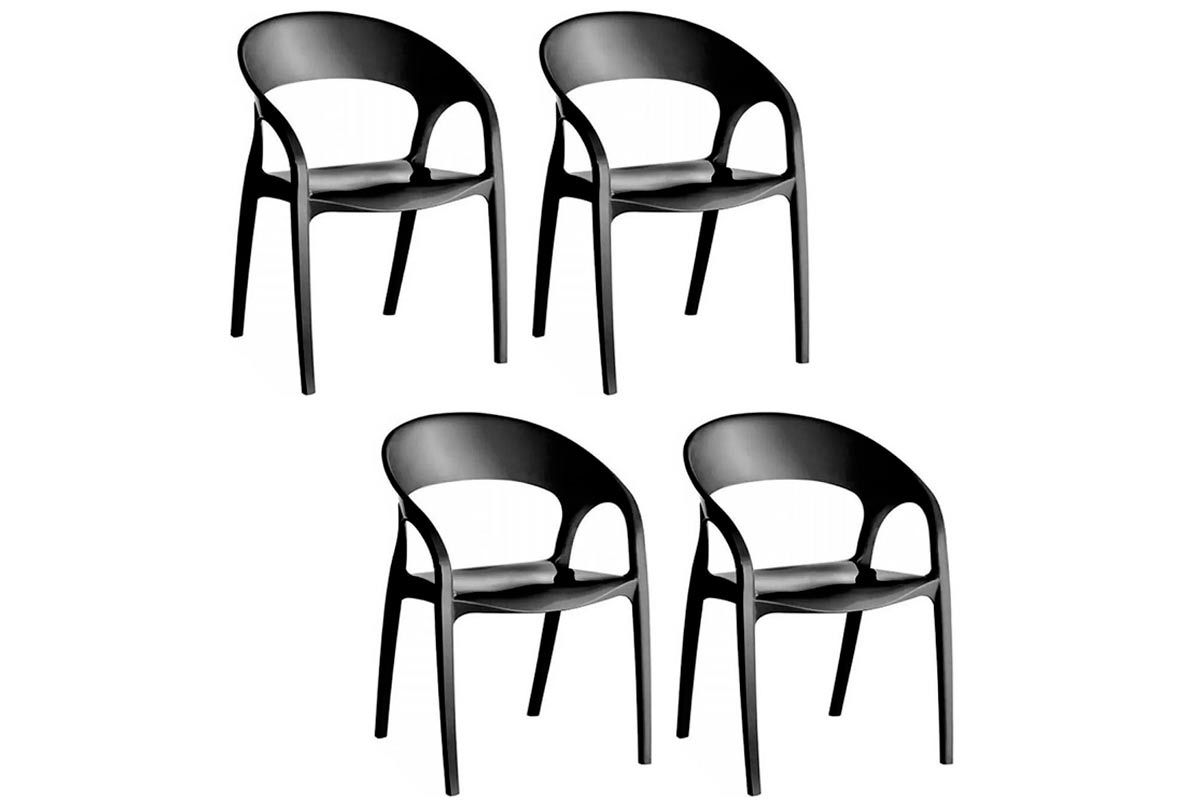 Cadeira Jantar Glass Plus UZ8004 PP Kit 4Un KappesbergPreto Cadeira Jantar Glass Plus UZ8004 PP Kit 4Un KappesbergPreto