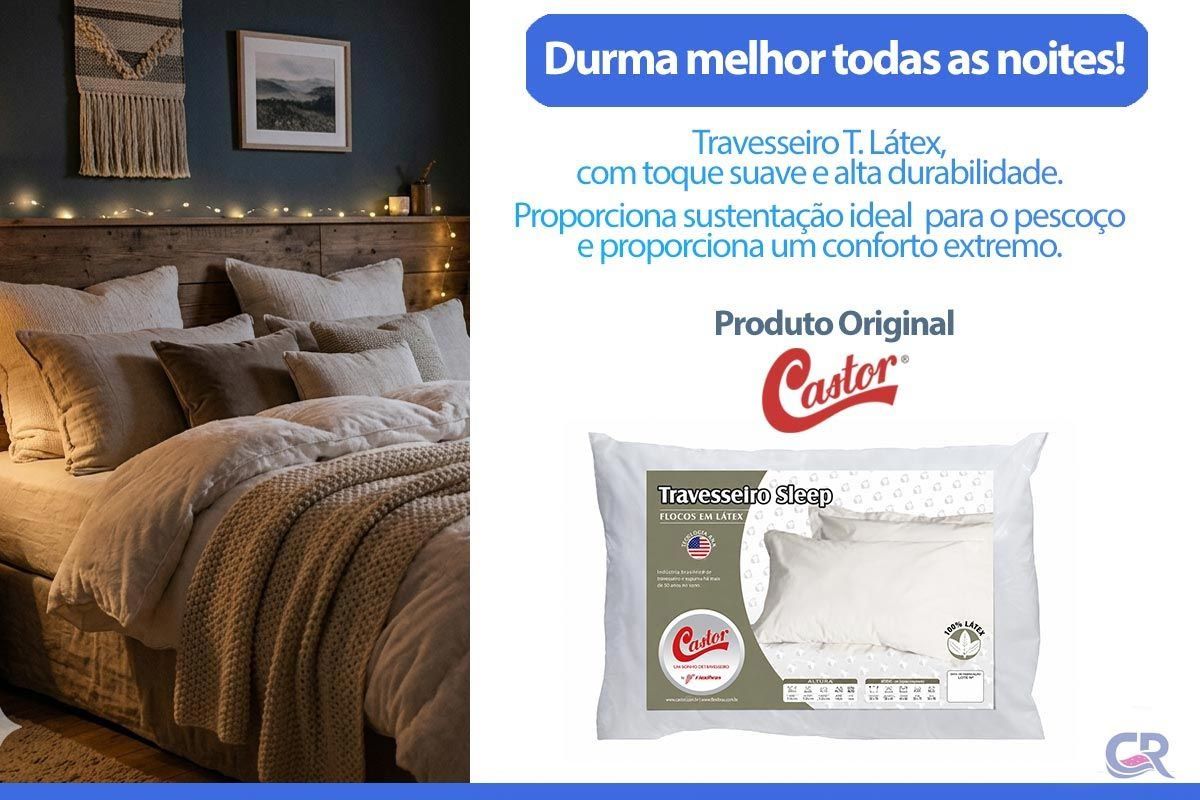 Travesseiro Látex Sleep Flocos Anatômico Castor