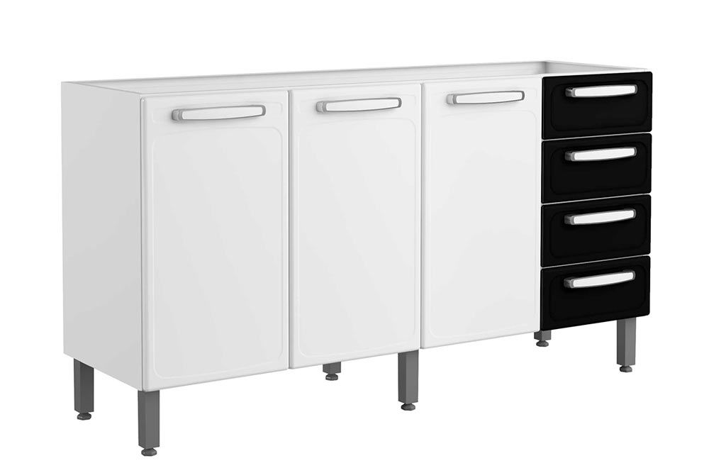 Balcão Cozinha Bertolini Evidence 7028 c/3 Portas e 4 Gavetas s/ Tampo 160cm