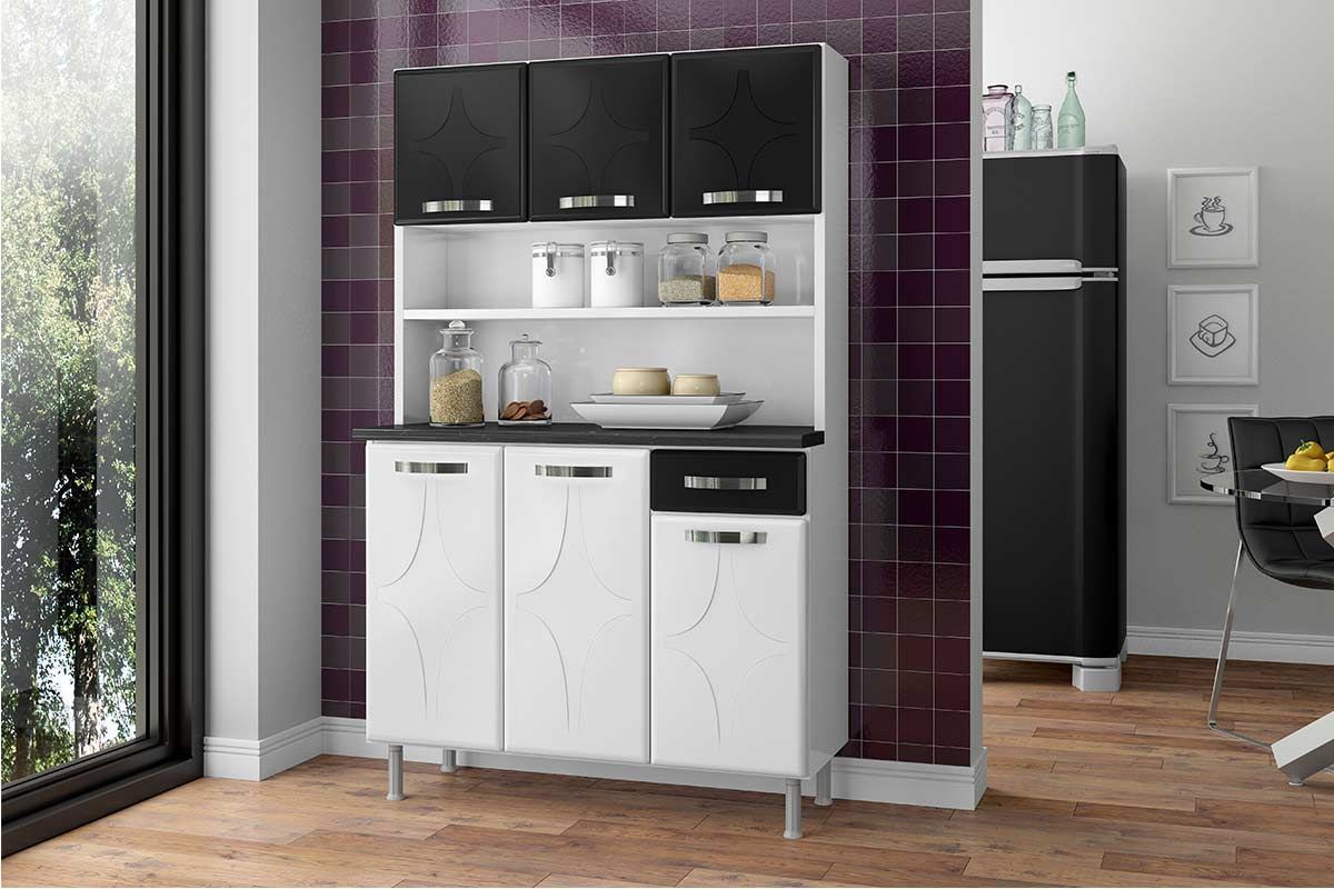 Cozinha Compacta Telasul Kit Rubi Smart Aço c/6 Portas e 1 Gaveta 105cm Cozinha Compacta Telasul Kit Rubi Smart Aço c/6 Portas e 1 Gaveta 105cm