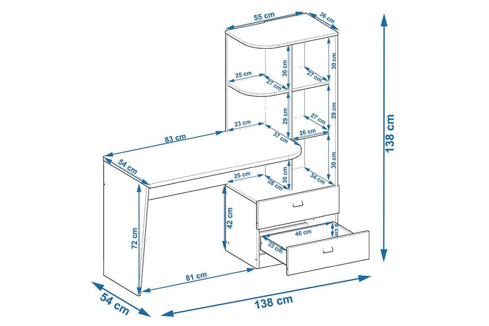 Mesa Computador Elisa c/2 Gavetas e Nichos Permóbili Mesa Computador Elisa c/2 Gavetas e Nichos Permóbili