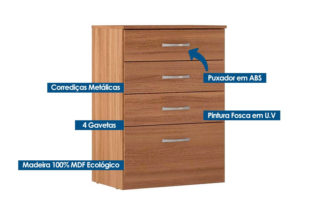 Cômoda Astral c/4 Gavetas Demóbile