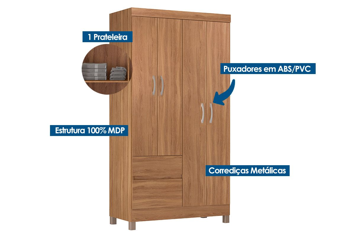 Guarda Roupa Solteiro 4 Portas Lotus Demóbile Guarda Roupa Solteiro 4 Portas Lotus Demóbile